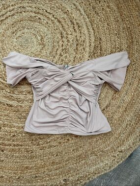 Self-Portrait Blush Off-Shoulder Twist Front Top